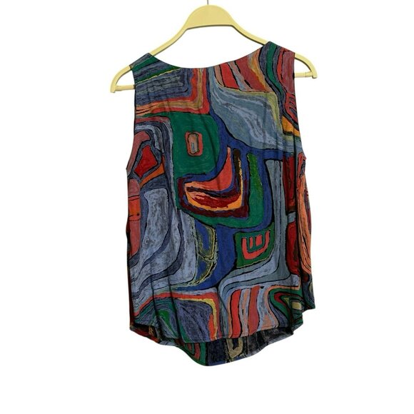 Vintage Platinum Dorothy Schoelen Sleeveless Blouse Women Petite Abstract Retro - Picture 2 of 12